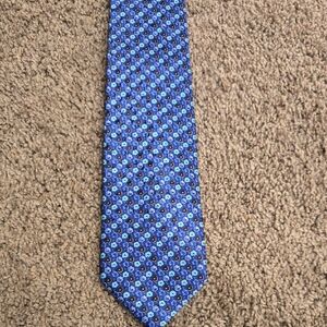 Ermenegildo Zegna Navy and Light Blue Geometric Tie